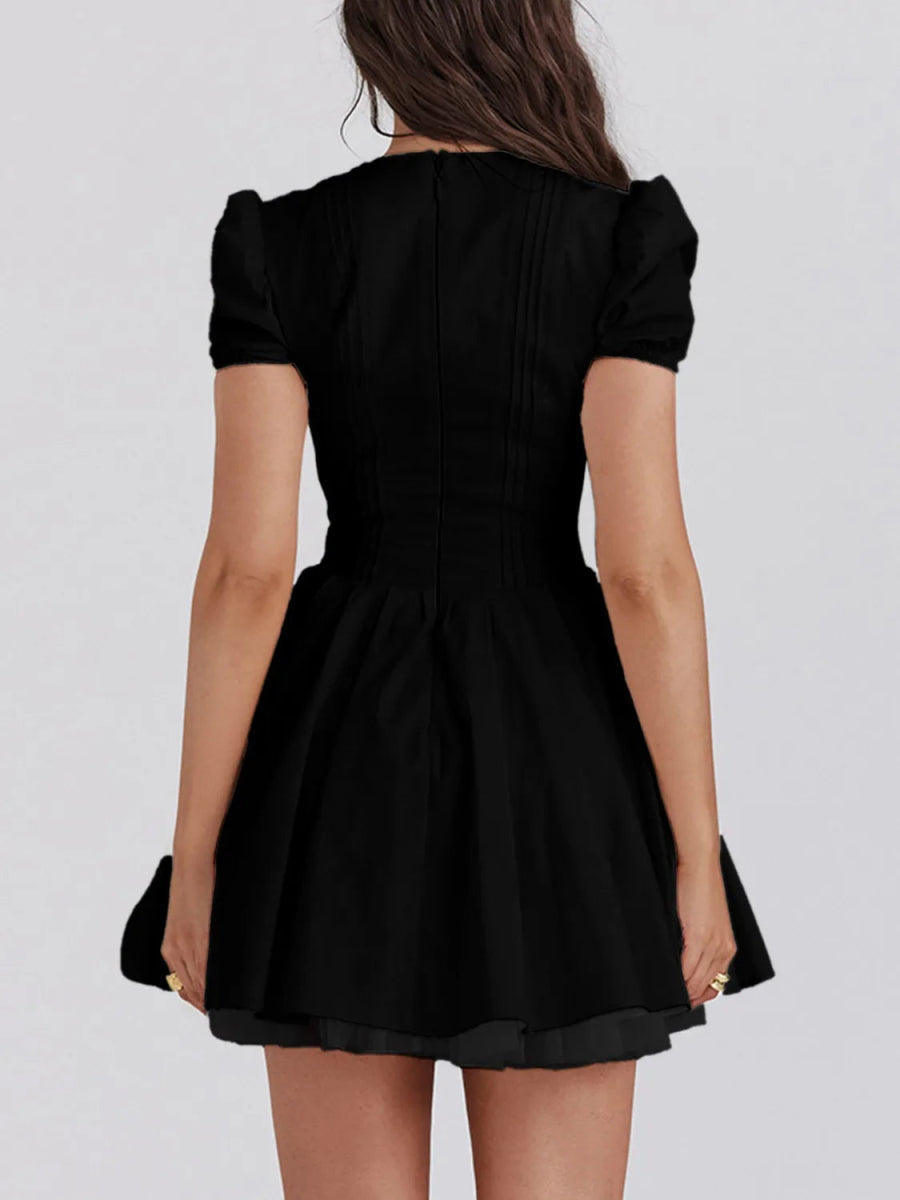 V - Neck Short Sleeve Mini Dress - Necessary Clothing