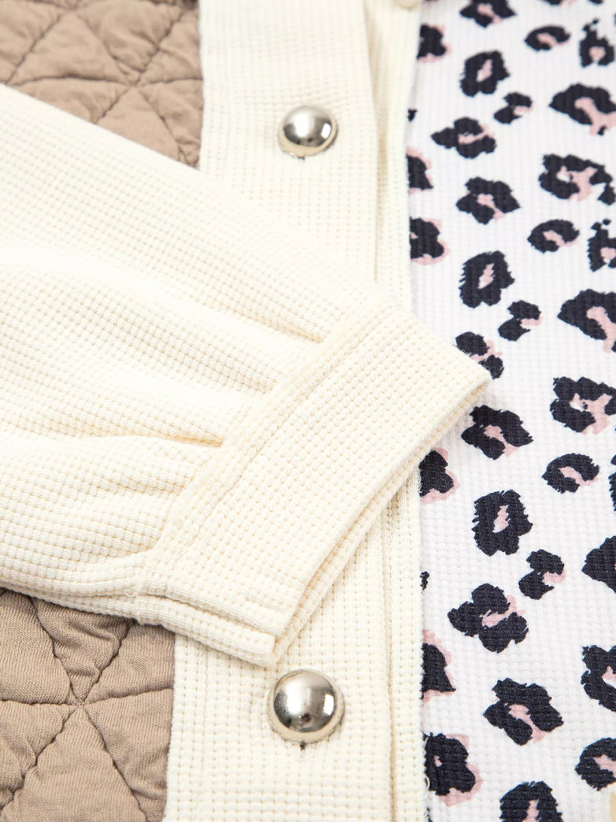 Waffle Quilted Patchwork Button Front Jacket - Necessary Clothing