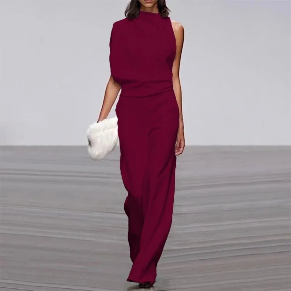 Wide Leg Romper Mid-Waist Jumpsuit - Necessary Clothing