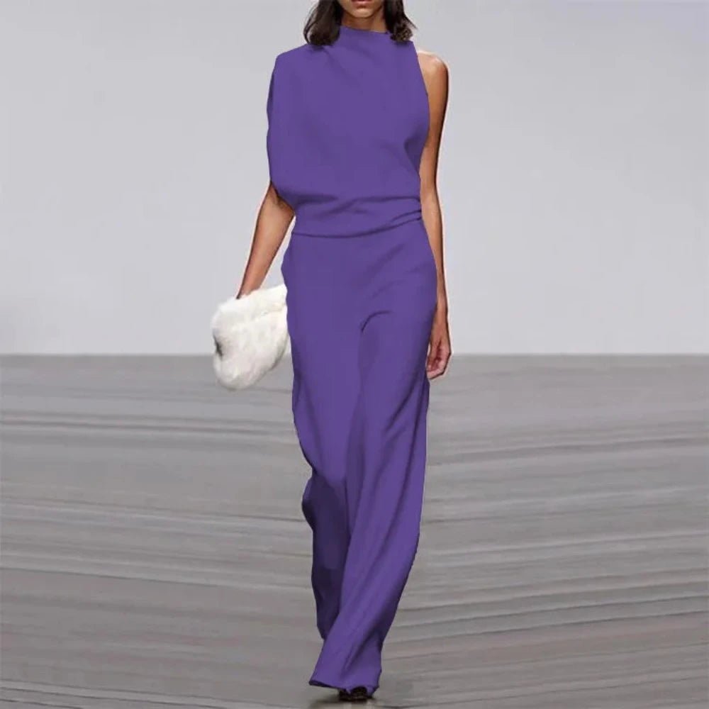 Wide Leg Romper Mid-Waist Jumpsuit - Necessary Clothing