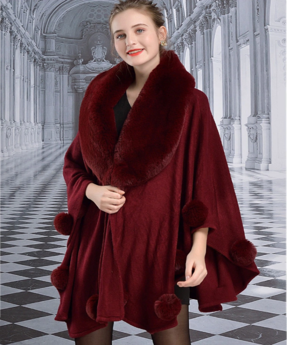 Cape Faux Rabbit Fur Poncho Сoat | Necessary Clothing