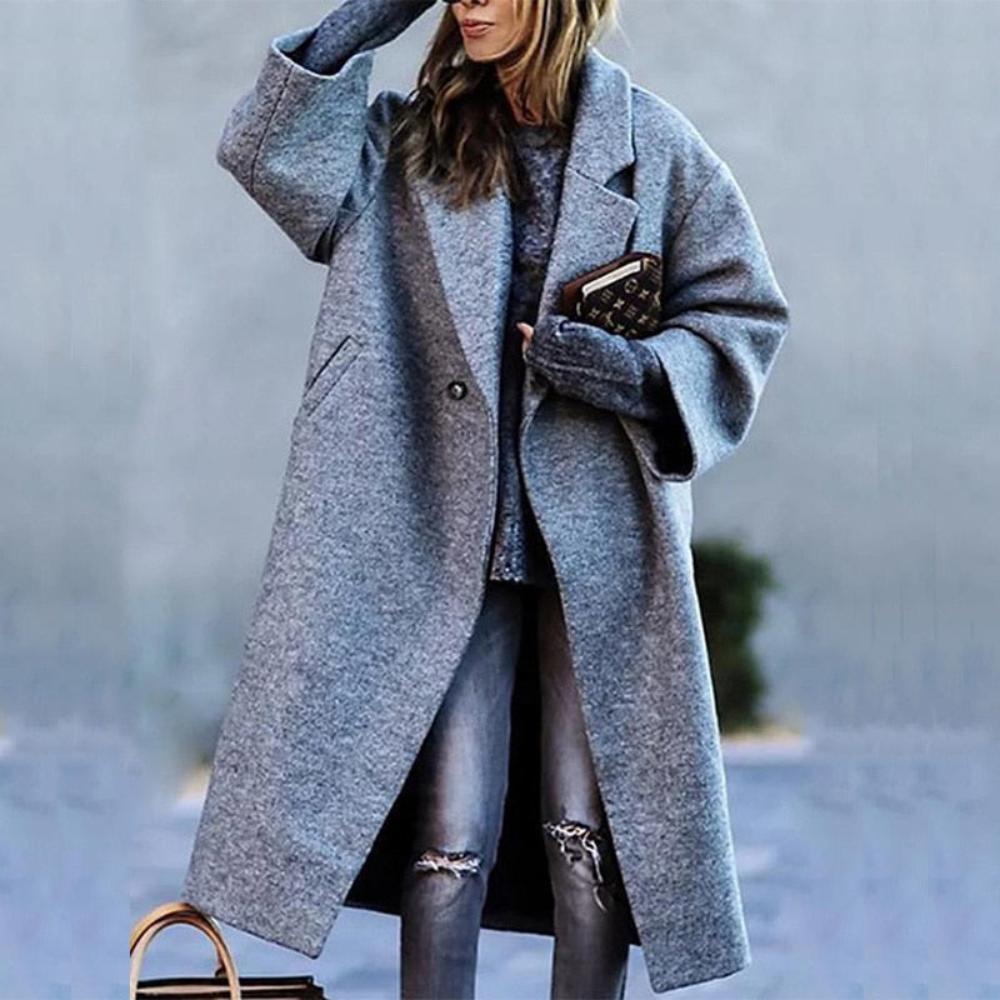 Elegant Outwear Single Button Coat Loose Wool Cardigan - Necessary Clothing Store
