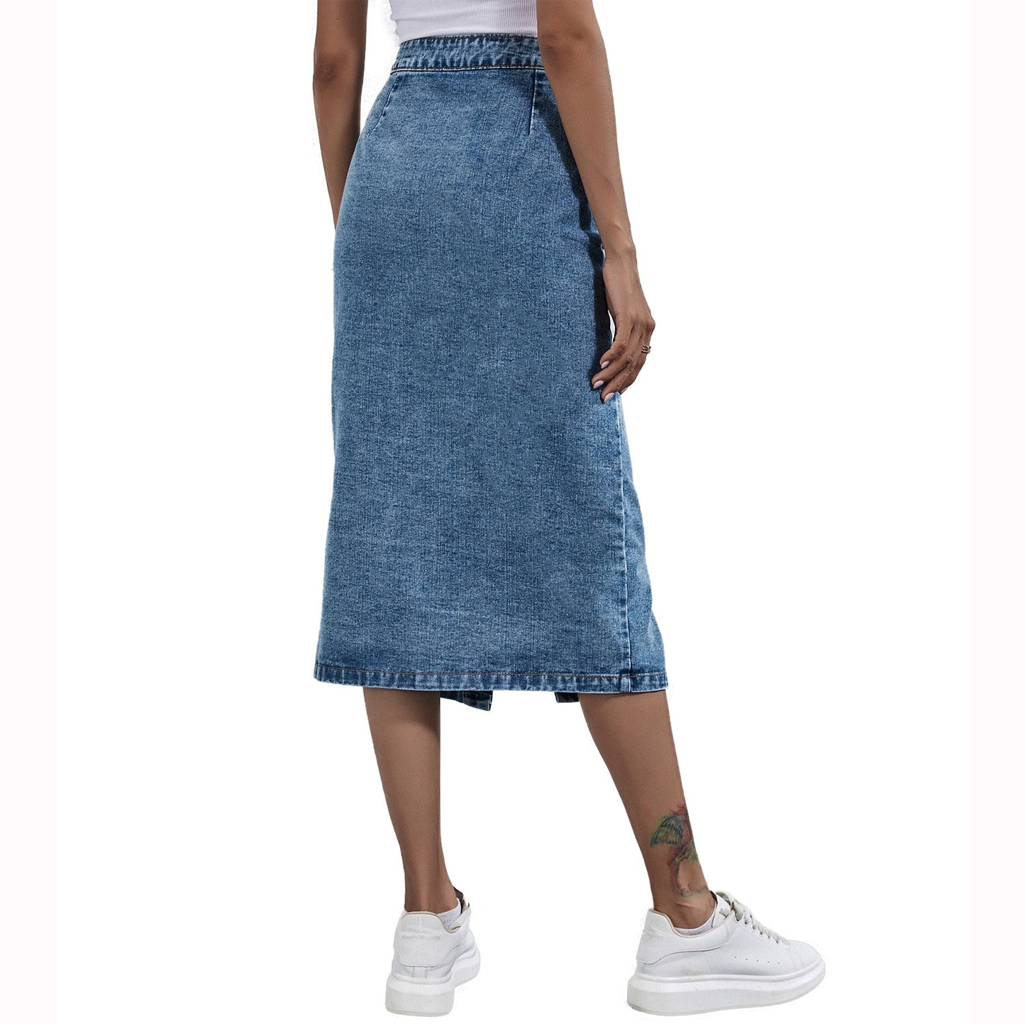 Denim High Waist with Pockets Skirt - Necessary Clothing Store