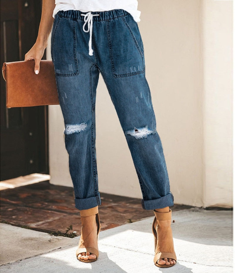Mid Waist Boyfriend Ripped Jeans - Necessary Clothing Store