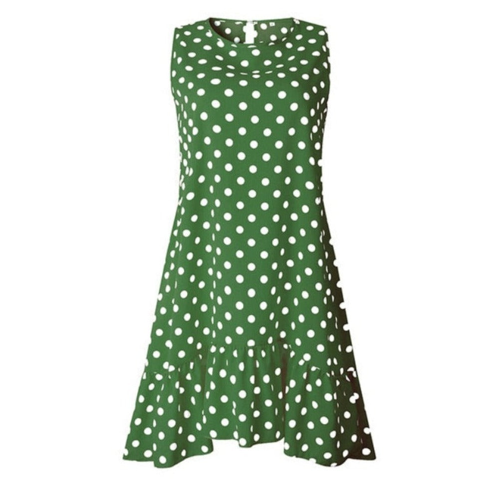 Polka Dot Chiffon Sleeveless Mini Dress - Necessary Clothing Store