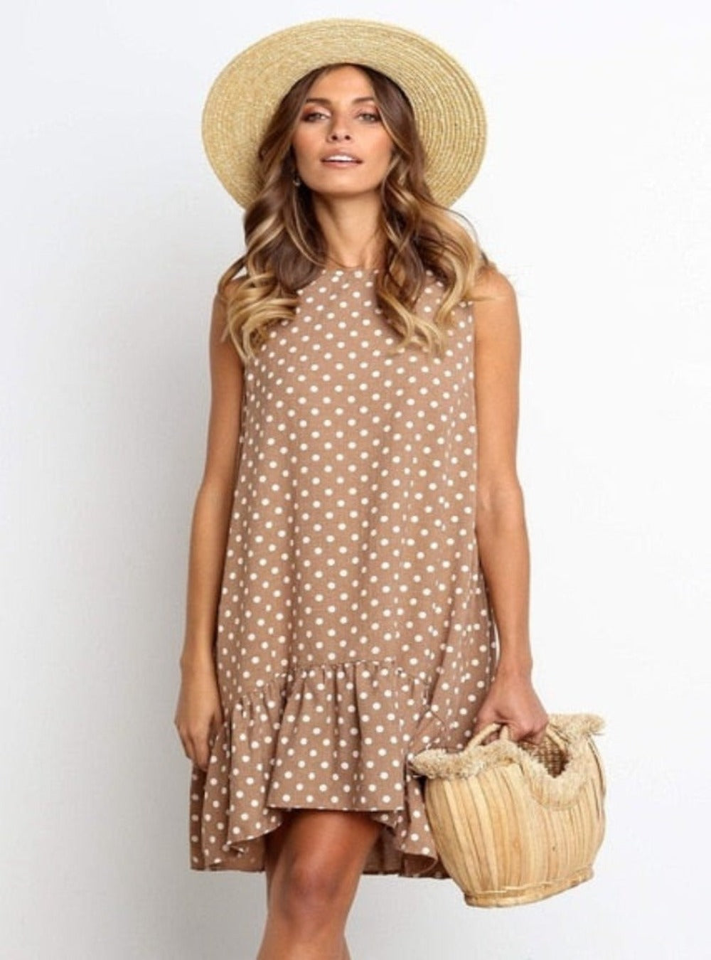 Polka Dot Chiffon Sleeveless Mini Dress - Necessary Clothing Store