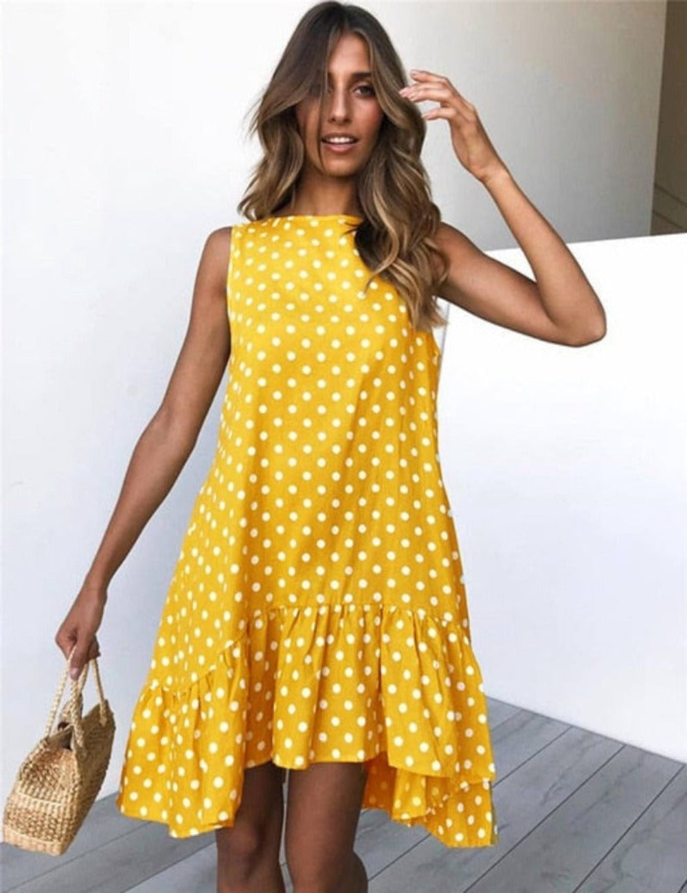 Polka Dot Chiffon Sleeveless Mini Dress - Necessary Clothing Store