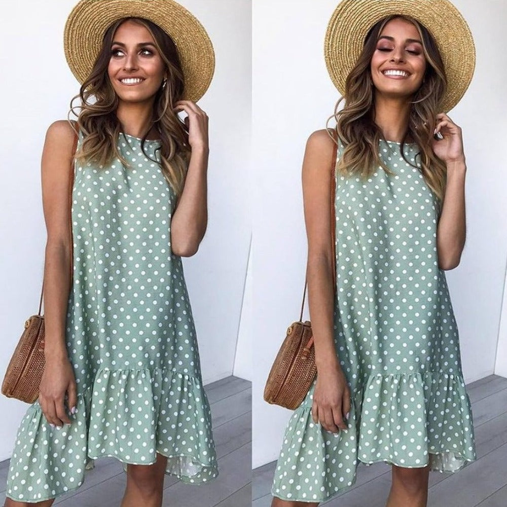 Polka Dot Chiffon Sleeveless Mini Dress - Necessary Clothing Store