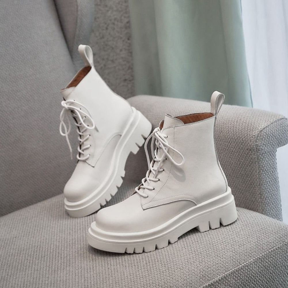 Real Leather Ankle Warm Platform Short Boots | Necessary Clothing