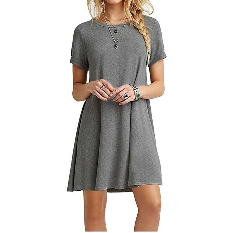 Summer Mini Short Sleeve Beach Loose Dress - Necessary Clothing Store
