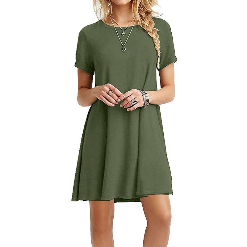 Summer Mini Short Sleeve Beach Loose Dress - Necessary Clothing Store