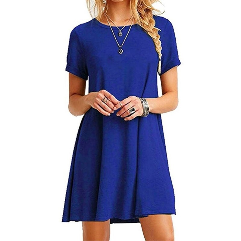 Summer Mini Short Sleeve Beach Loose Dress - Necessary Clothing Store