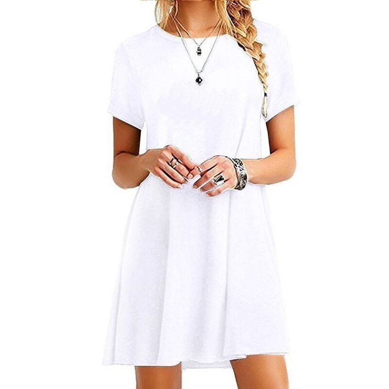Summer Mini Short Sleeve Beach Loose Dress - Necessary Clothing Store