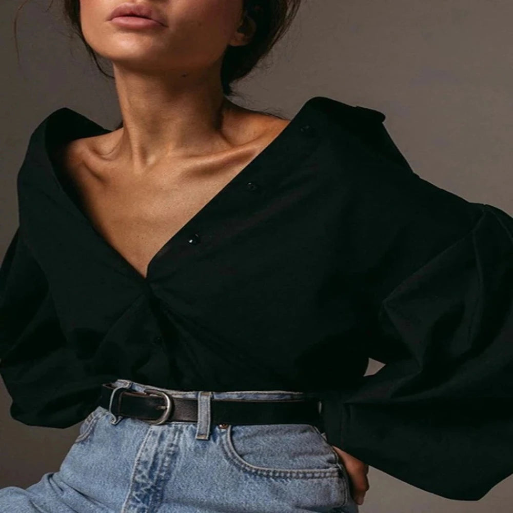 Elegant Sexy Vintage Blouse Turn Down Collar - Necessary Clothing Store