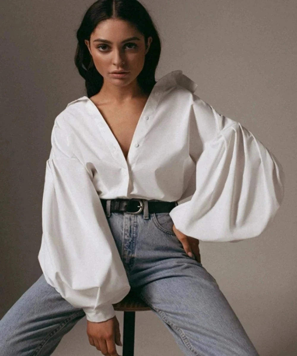 Elegant Sexy Vintage Blouse Turn Down Collar - Necessary Clothing Store