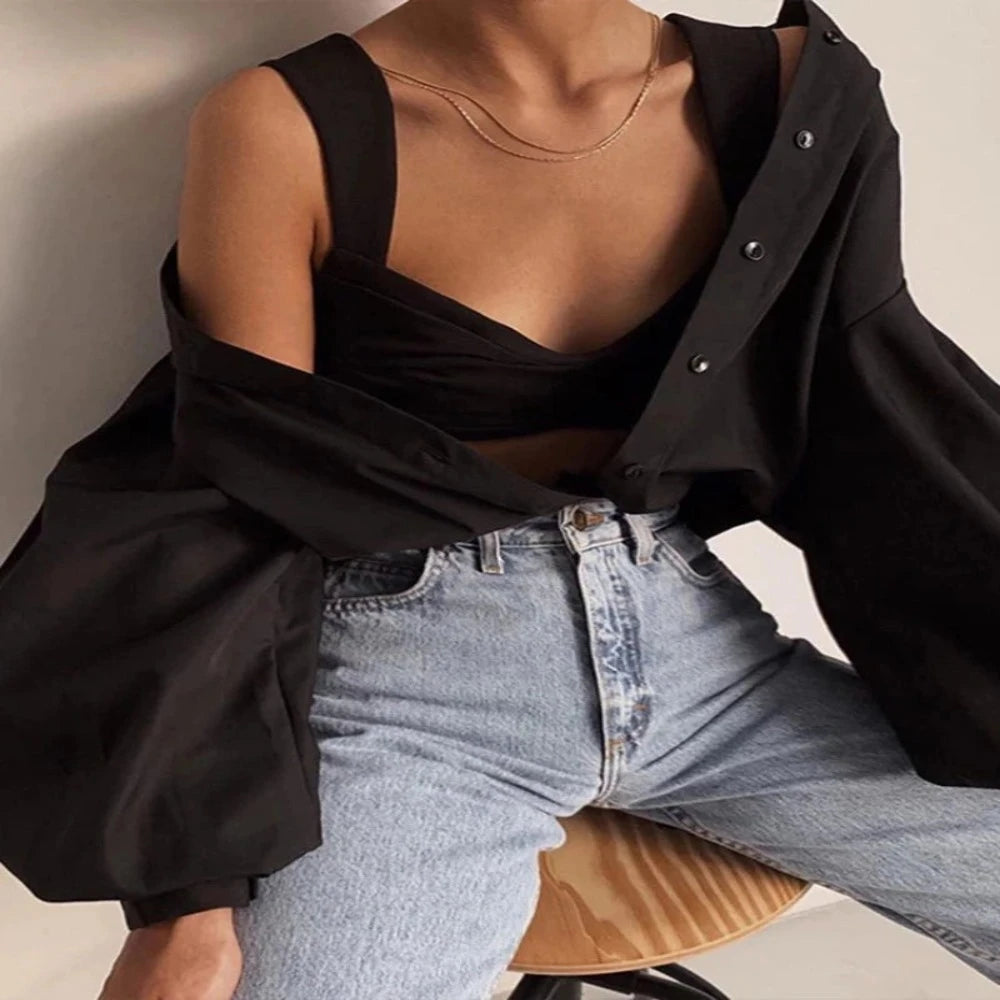 Elegant Sexy Vintage Blouse Turn Down Collar - Necessary Clothing Store