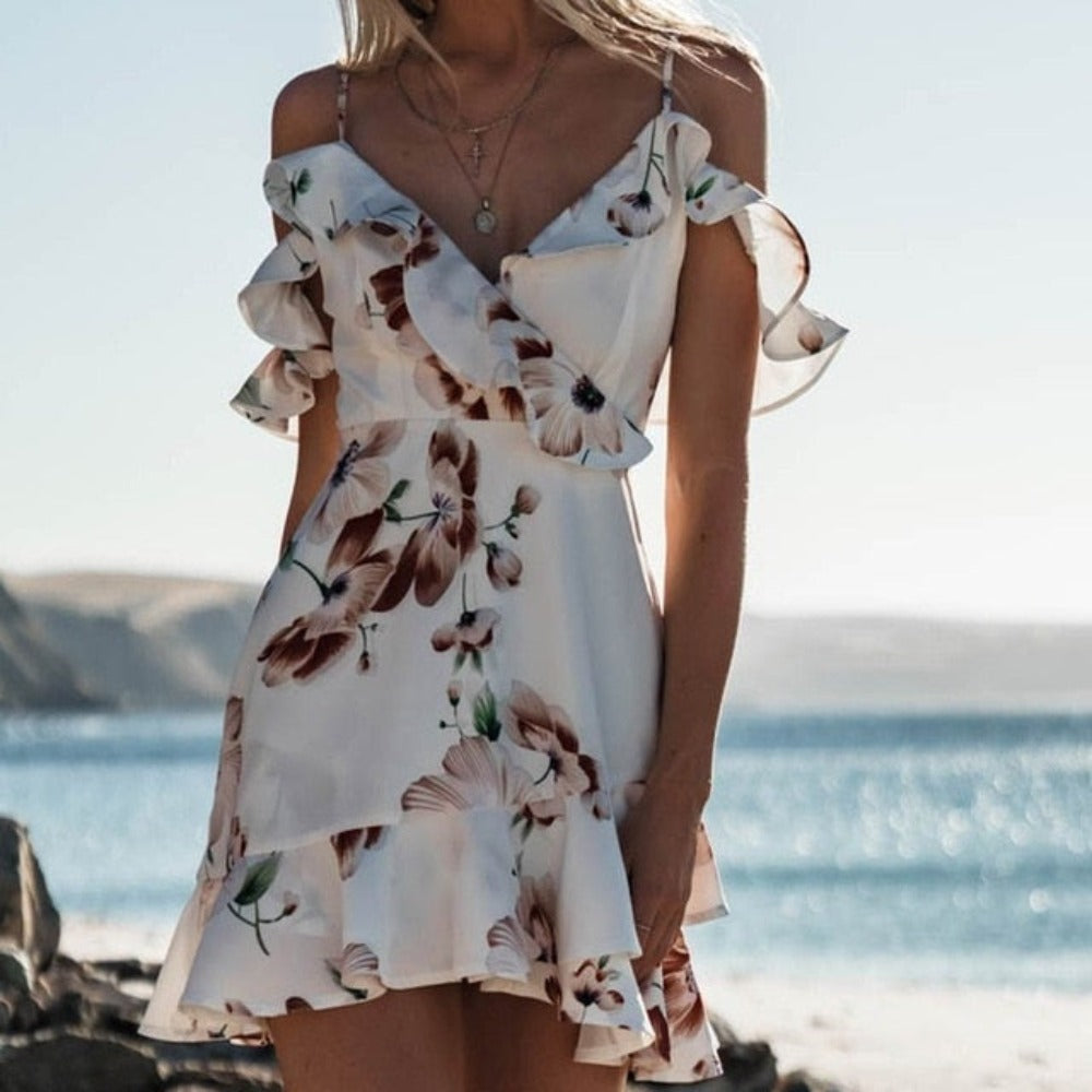V Neck Lace Mini Dress - Necessary Clothing Store