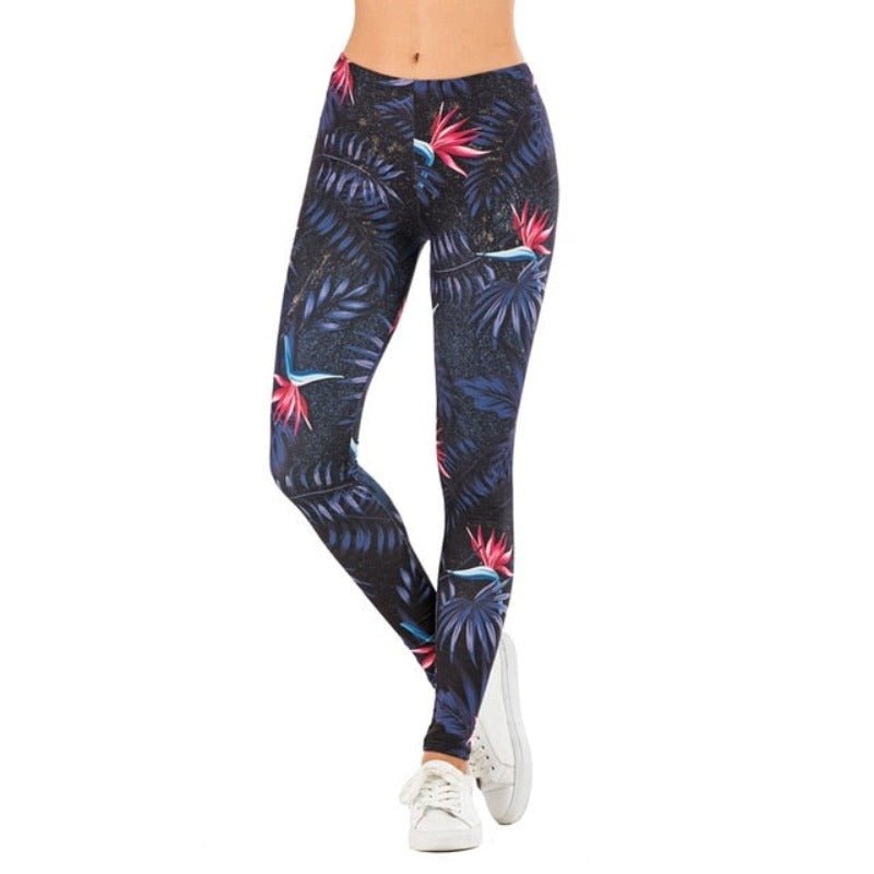 Brand Sexy Leaf Printing Fitness Slim High Waist Leggings - Necessary Clothing
