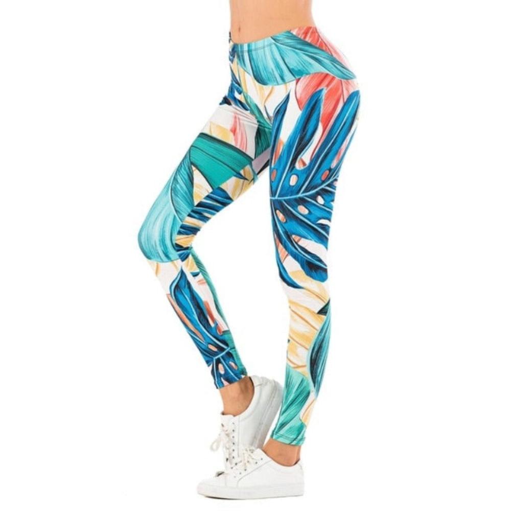 Brand Sexy Leaf Printing Fitness Slim High Waist Leggings - Necessary Clothing