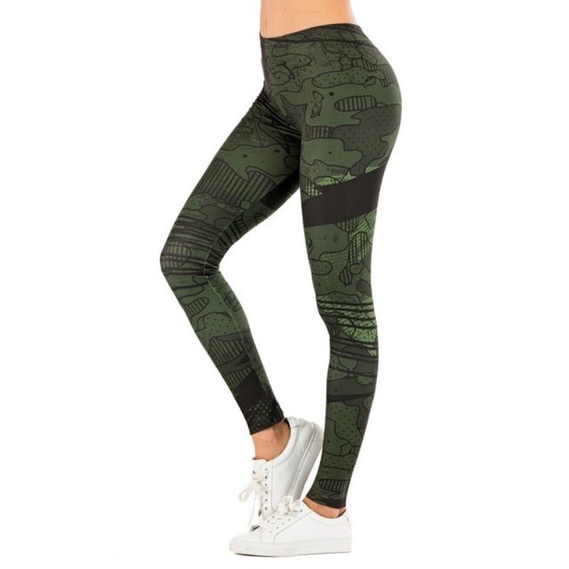 Brand Sexy Leaf Printing Fitness Slim High Waist Leggings - Necessary Clothing