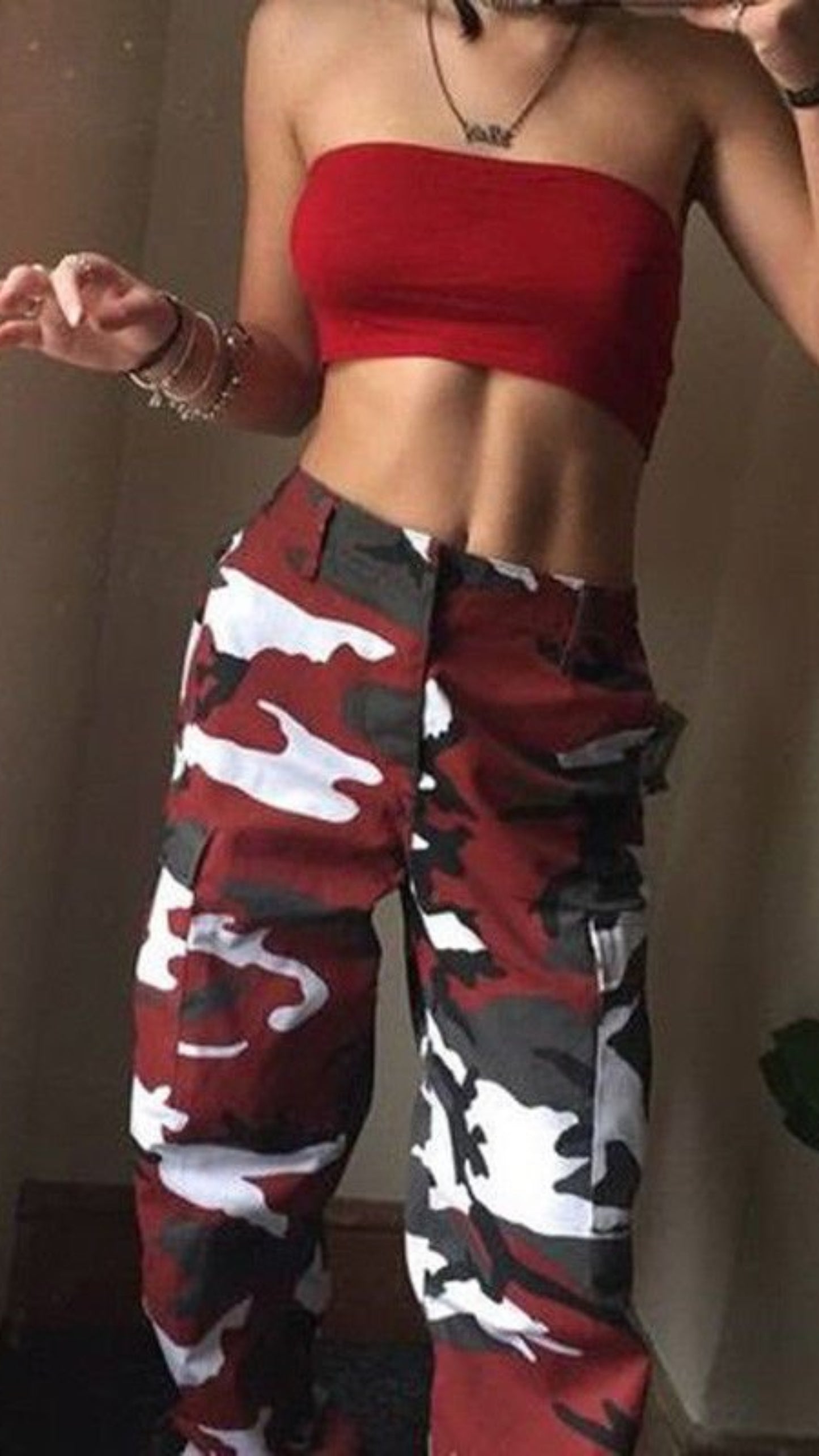 Camo Cargo High Waist Long Pants - Necessary Clothing