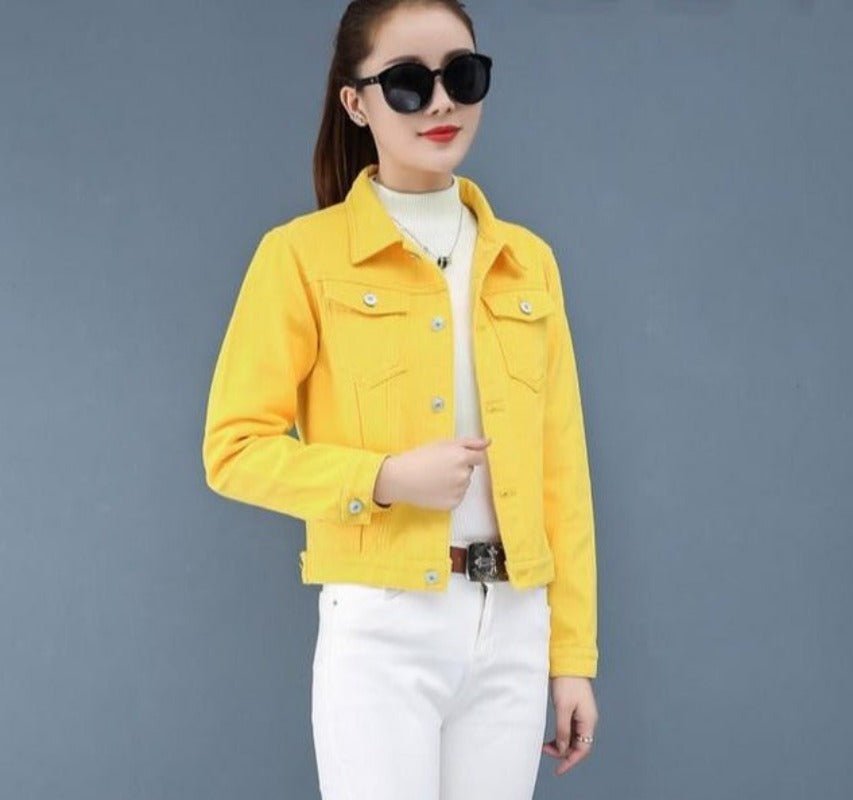 Candy Color Short Denim Jacket - Necessary Clothing