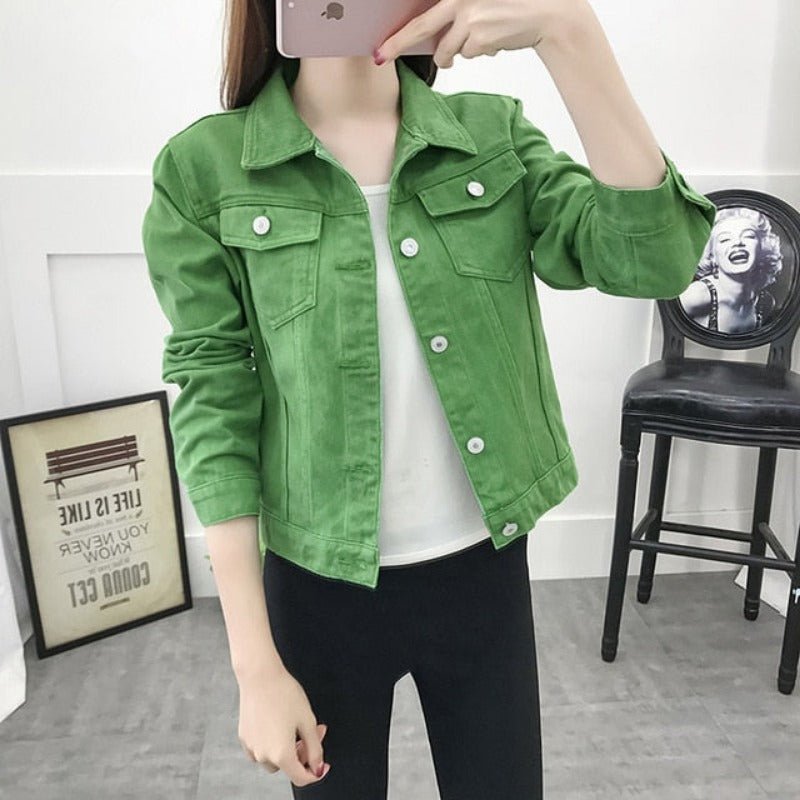 Candy Color Short Denim Jacket - Necessary Clothing