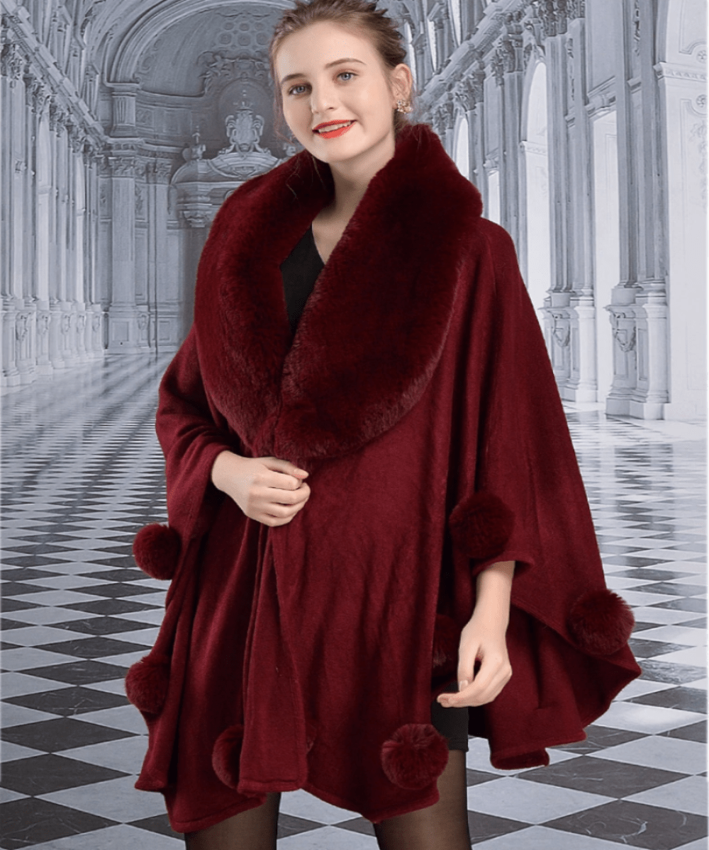 Cape Faux Rabbit Fur Poncho Сoat - Necessary Clothing