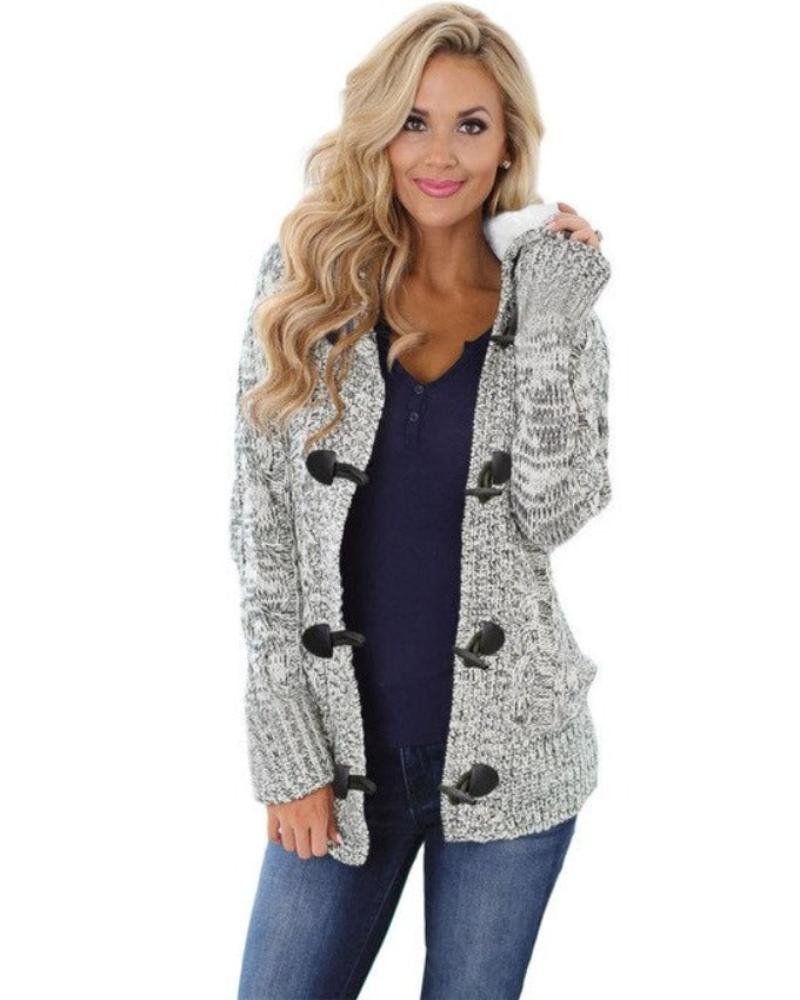Cardigan Fleece Long Sleeve Plush Knitting Hoodie Jacket - Necessary Clothing