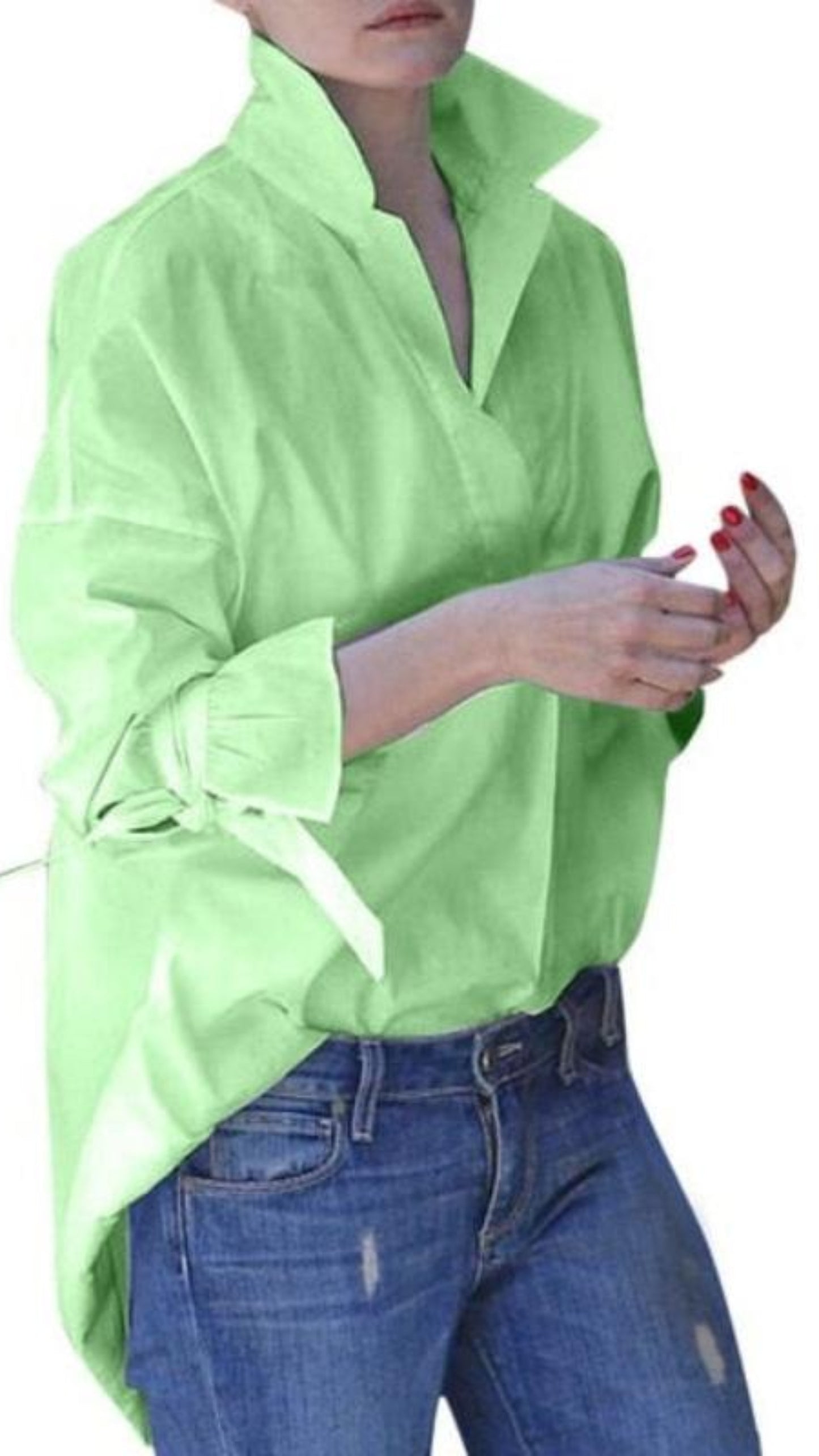 Elegant Turn-Down Collar Full Sleeve Blouse - Necessary Clothing