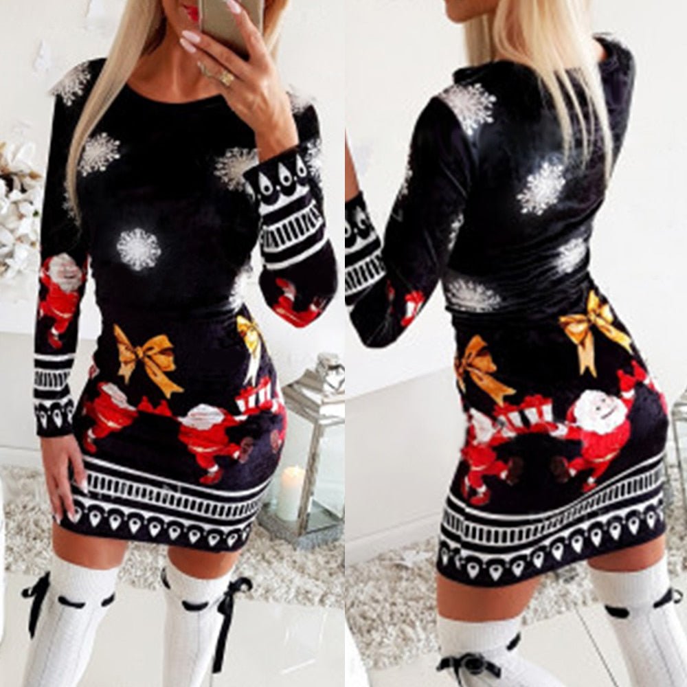 Christmas Bodycon Long Sleeve Dress - Necessary Clothing
