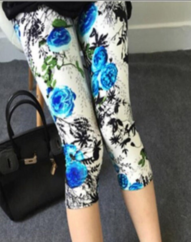 Elastic Waist Letter Stripe Short Leggings - Necessary Clothing