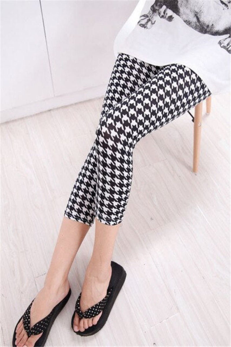 Elastic Waist Letter Stripe Short Leggings - Necessary Clothing