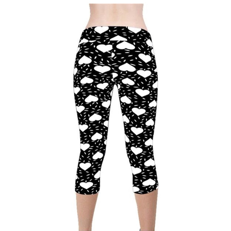 Elastic Waist Letter Stripe Short Leggings - Necessary Clothing