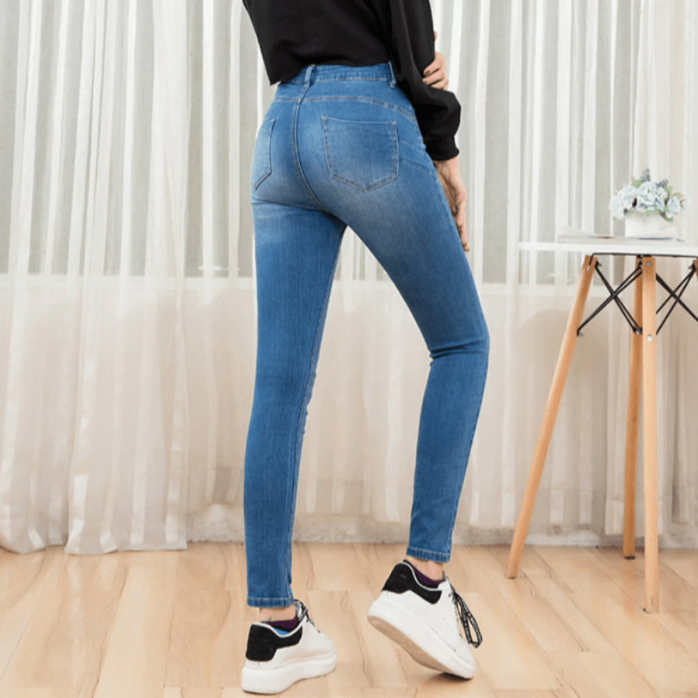 High waist Long Zipper Fly Closure Jeans - Necessary Clothing