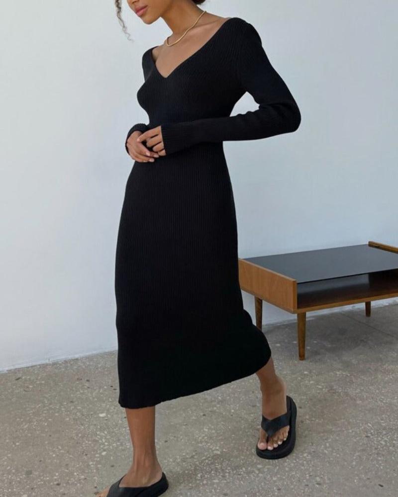 Knitted Elegant Maxi Bodycon Dress - Necessary Clothing