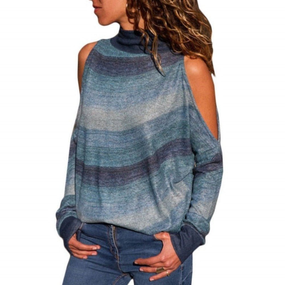 Knitted Long Sleeve Turtleneck Collar Blouse - Necessary Clothing