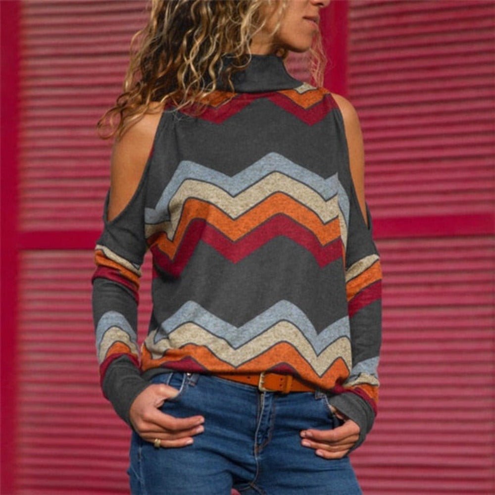 Knitted Long Sleeve Turtleneck Collar Blouse - Necessary Clothing