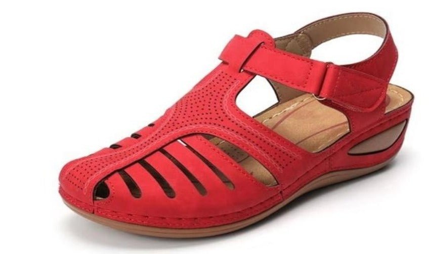 Leather Vintage Platform Buckle Sewing Sandals - Necessary Clothing