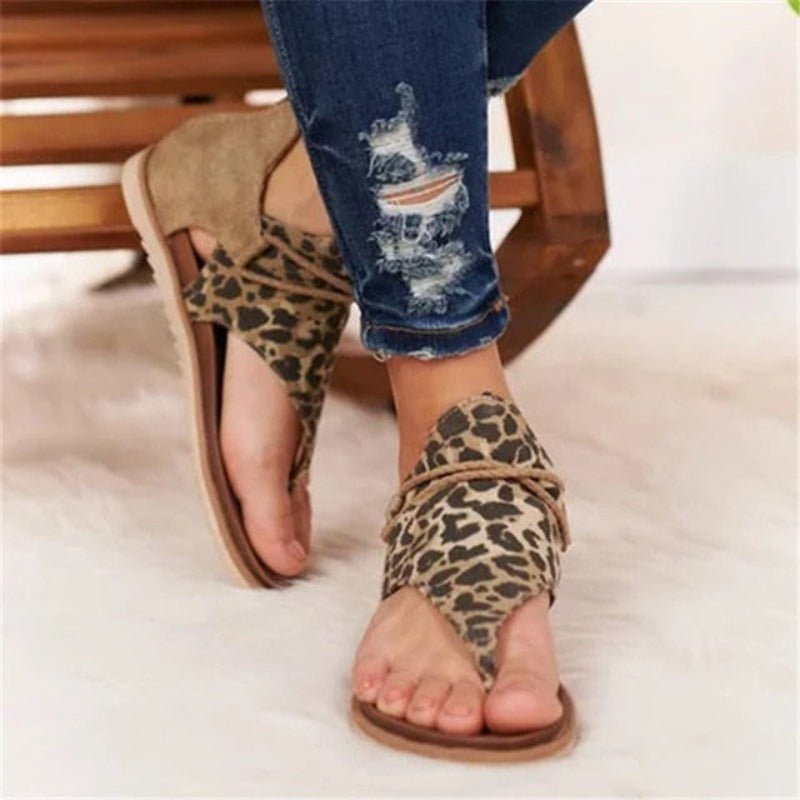 Leopard Print Flat Sandals - Necessary Clothing