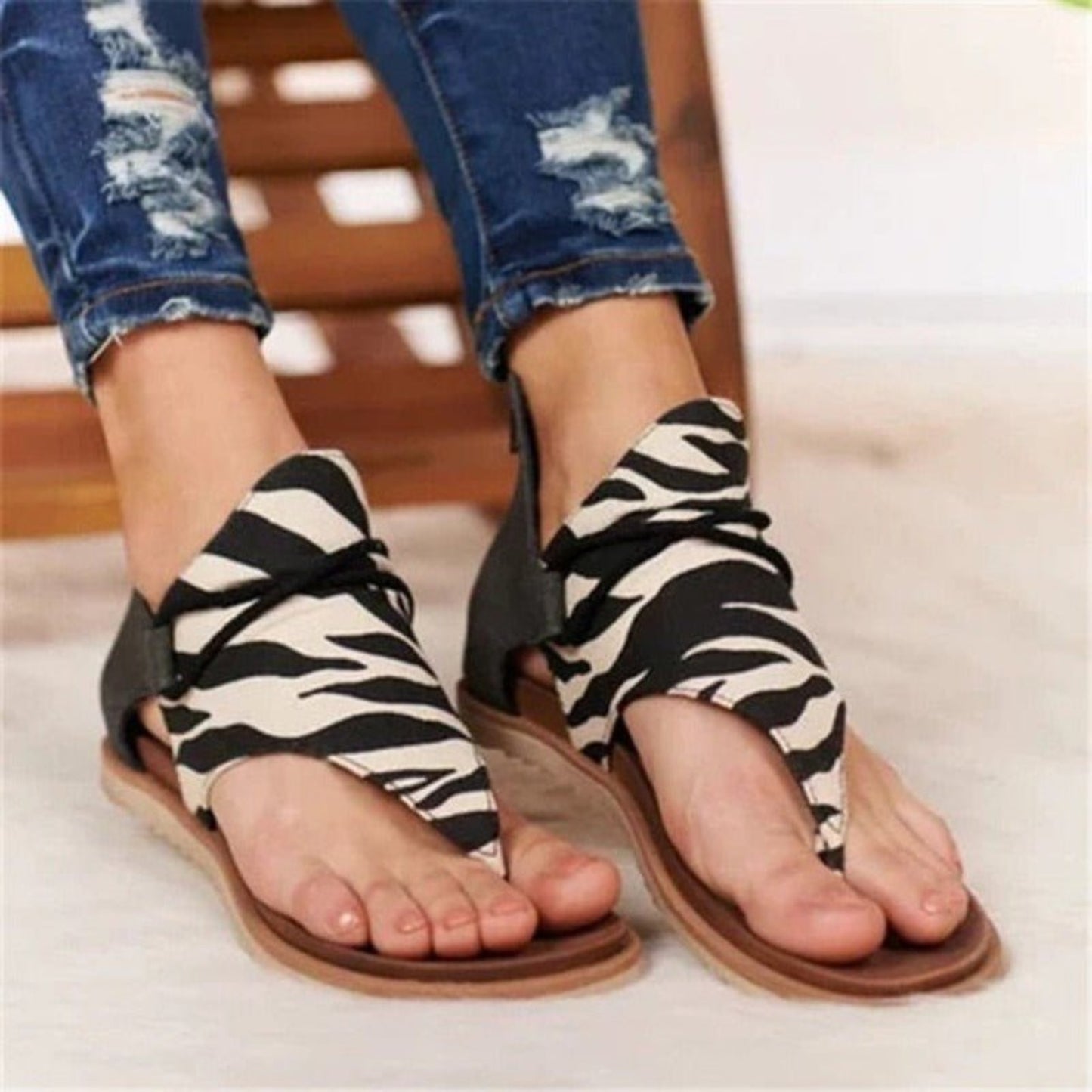 Leopard Print Flat Sandals - Necessary Clothing