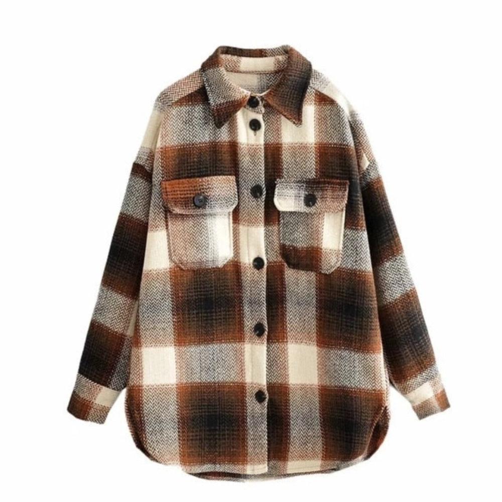 Long Sleeve Thick Plaid Street - Wear Elegant Jacket - Necessary Clothing