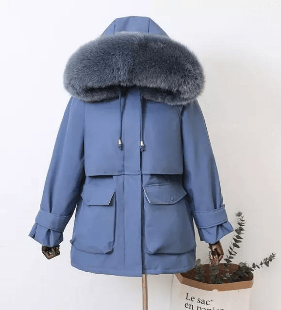 Natural Raccoon Fox Fur Hooded Down Coat Thick Warm Outerwear - Necessary Clothing