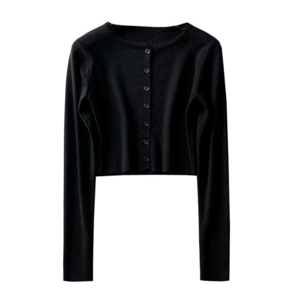 O - neck Short Knitted Sweater Thin Cardigan Short Sleeve Crop Top - Necessary Clothing