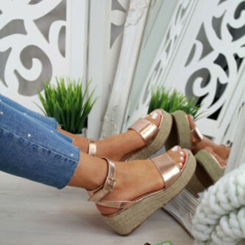 Platform Peep Toe High Wedge Heel Sandals - Necessary Clothing