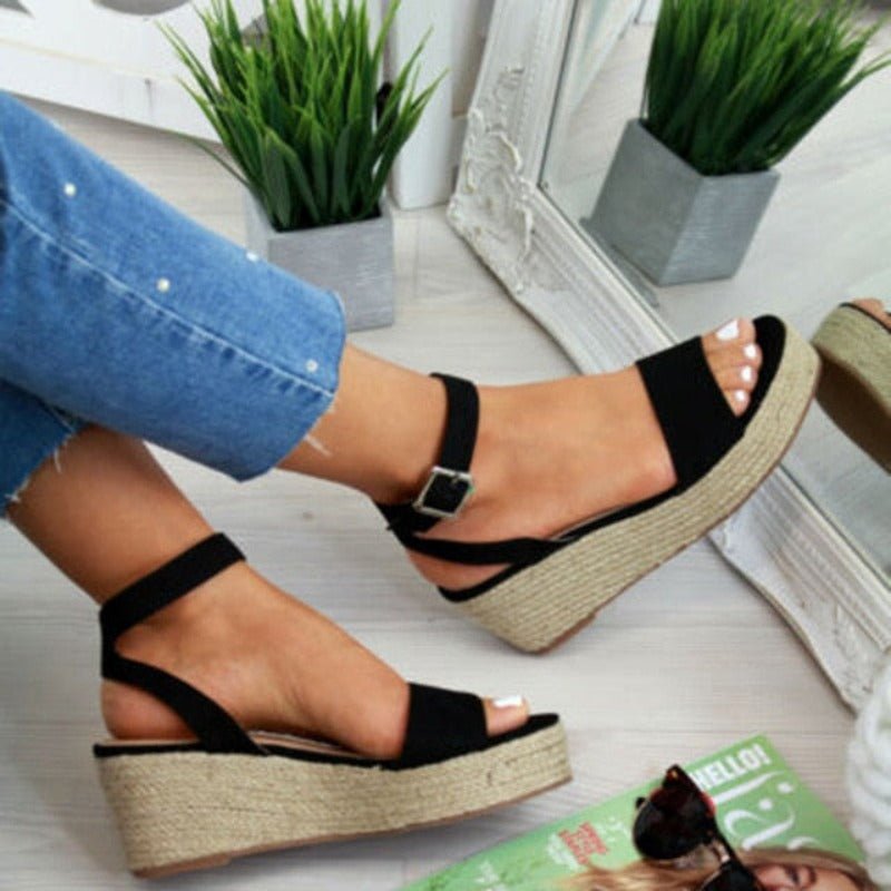Platform Peep Toe High Wedge Heel Sandals - Necessary Clothing