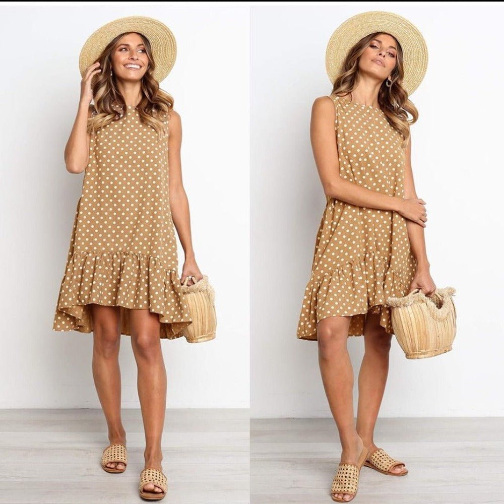 Polka Dot Chiffon Sleeveless Mini Dress - Necessary Clothing