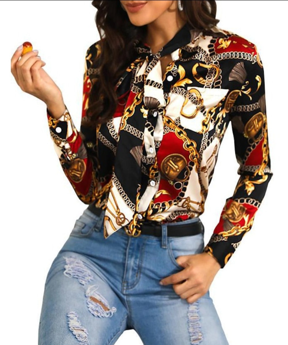Neckline Long-Sleeved Blouse - Necessary Clothing Store