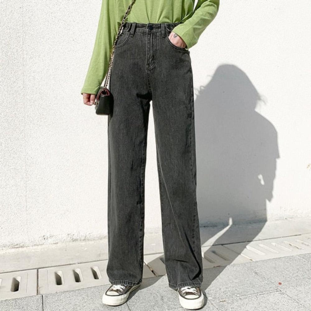 High Waist Wide Leg Denim Street-wear Vintage Straight Jeans - Necessary Clothing Store