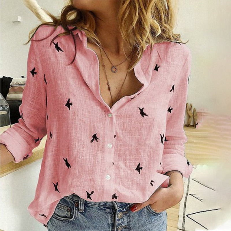 Cotton Long Sleeve Loose Casual Ladies Shirt - Necessary Clothing Store